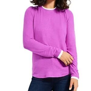 NWOT NZT Nic+Zoe Sweet Dreams Puff Shoulder Knit Tee Vivid Magenta in Size XS